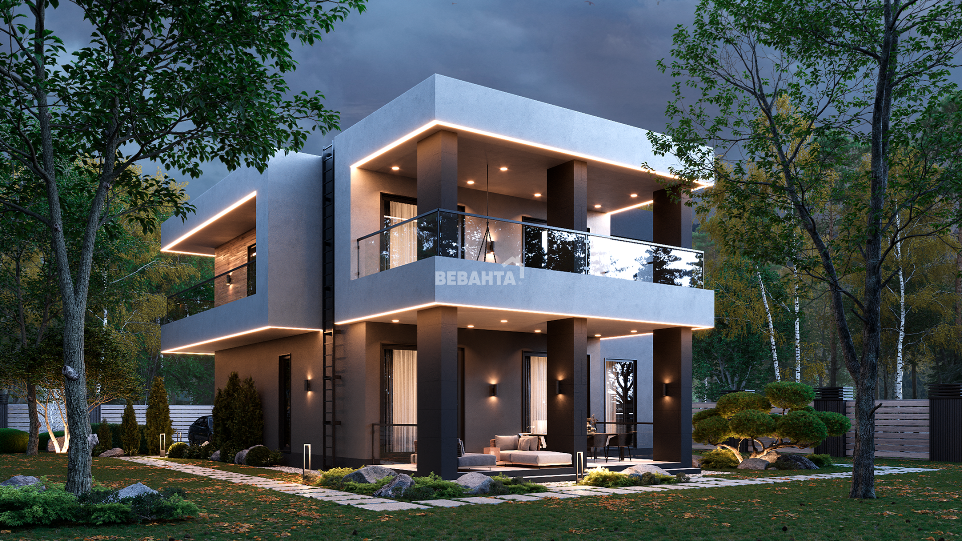 Дом с ландшафтом